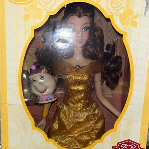 Belle Gold Princess Doll with Mrs. Potts Accessory